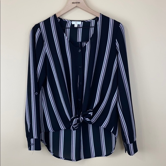 Charming Charlie Tops - Striped tie front blouse